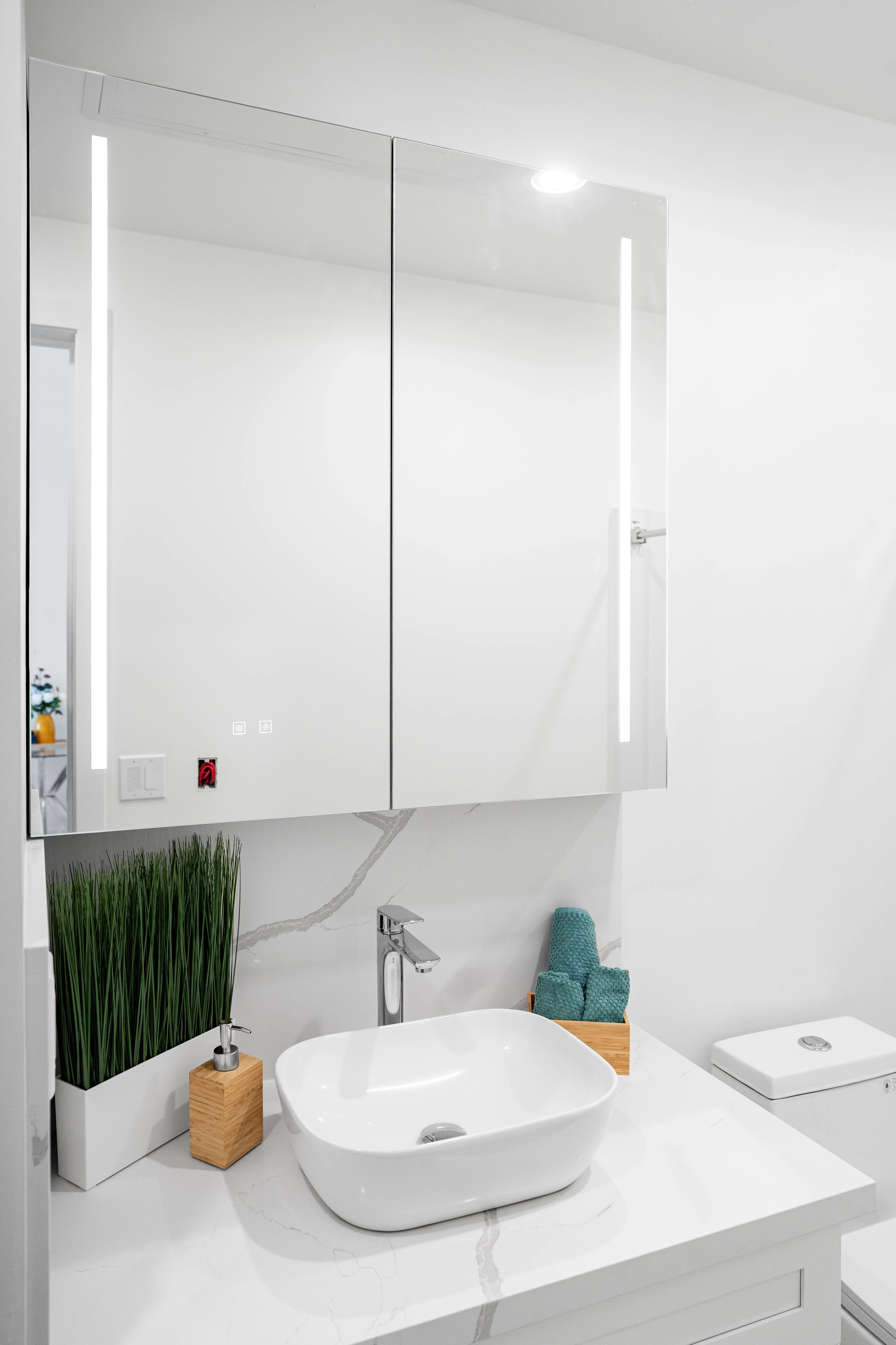 Spa-like bathroom vanity with LED mirror