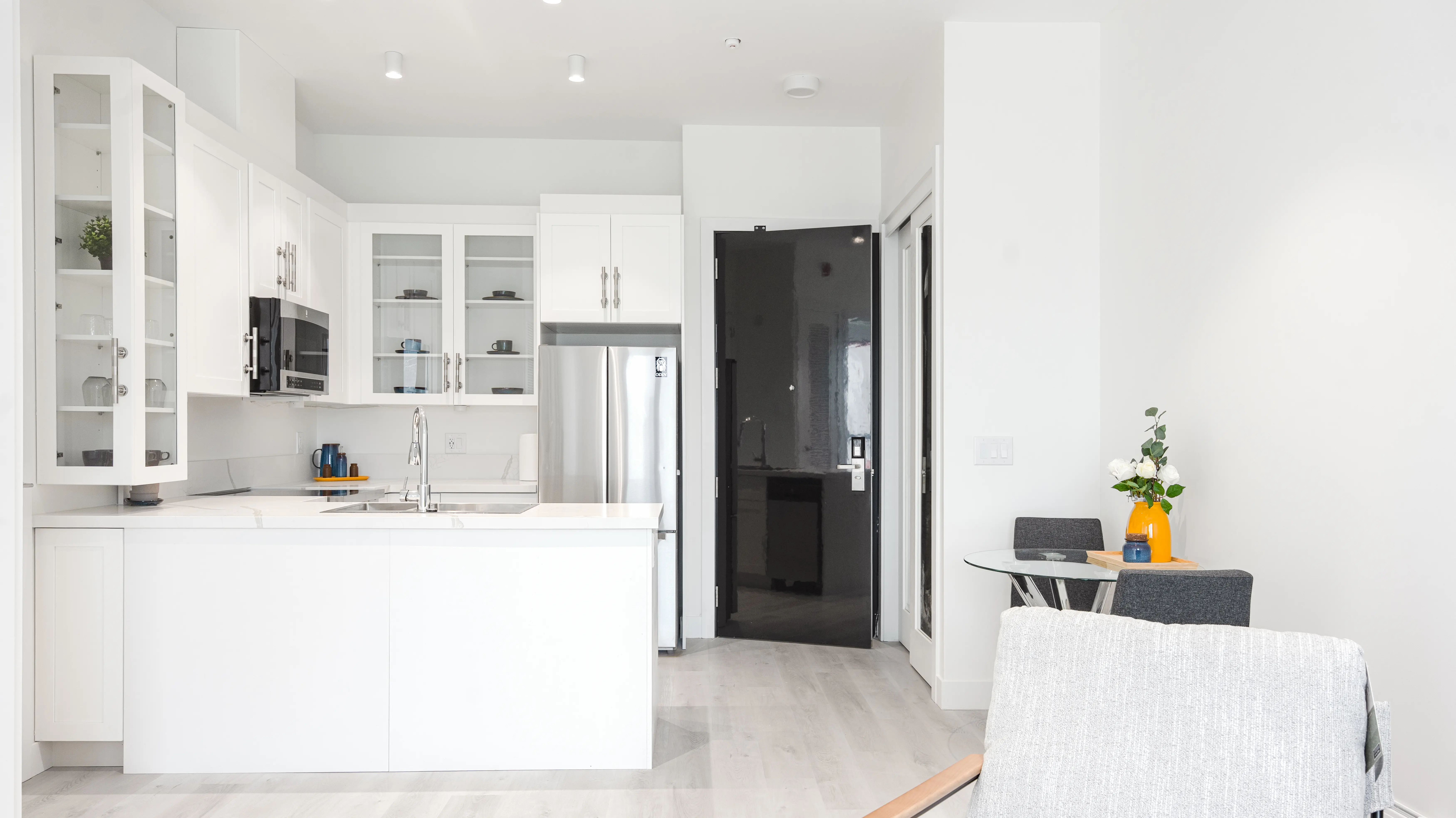 Modern kitchen with stainless appliances
